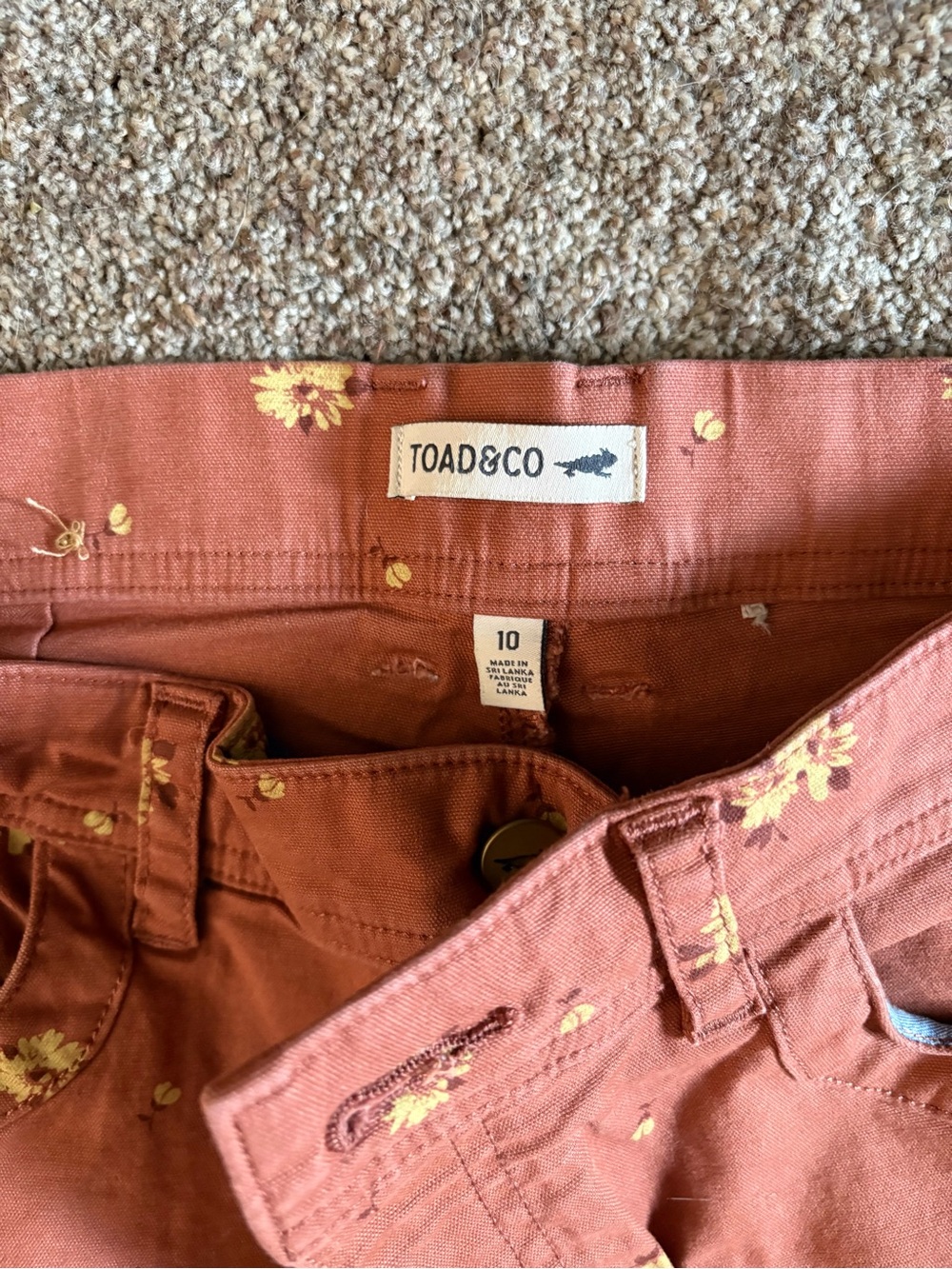 Toad&Co Rust Floral Wide-Leg Women’s Pants - Picture 3 of 5